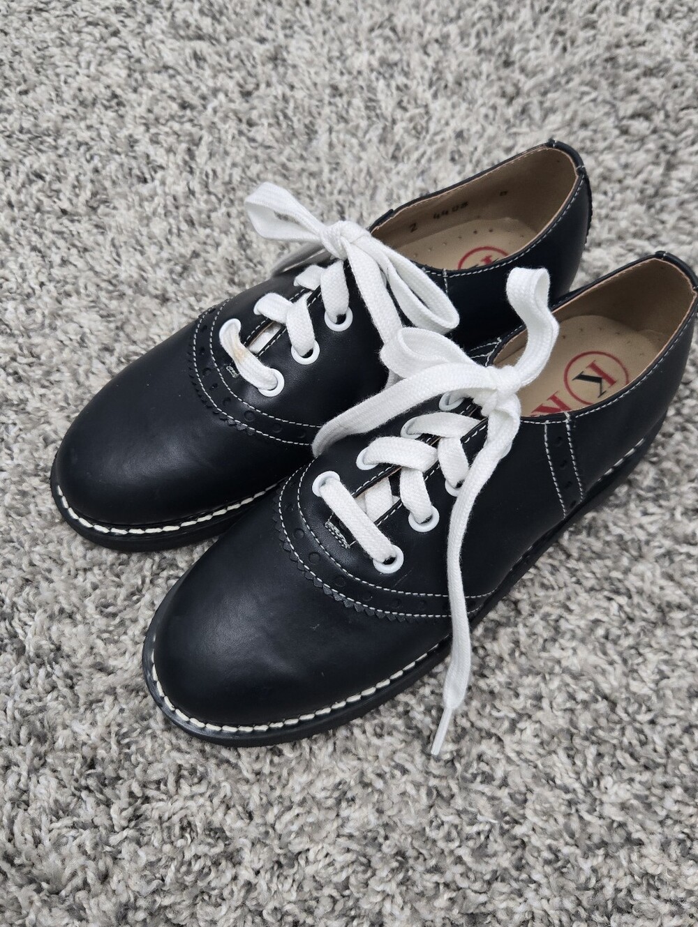 Kesco Black Leather Saddle Oxford Shoes